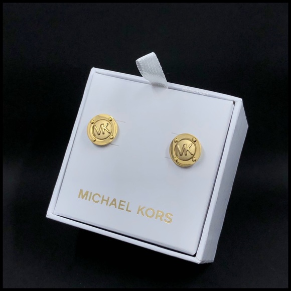 Michael Kors Gold Tone Astor Stud Logo Earrings - Picture 10 of 13